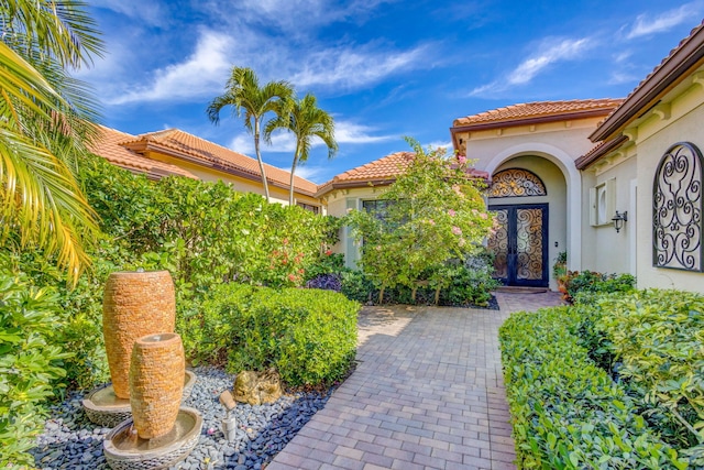 property entrance with french doors