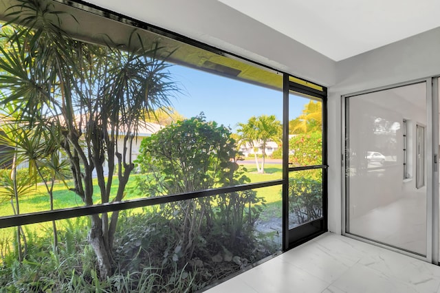 view of unfurnished sunroom