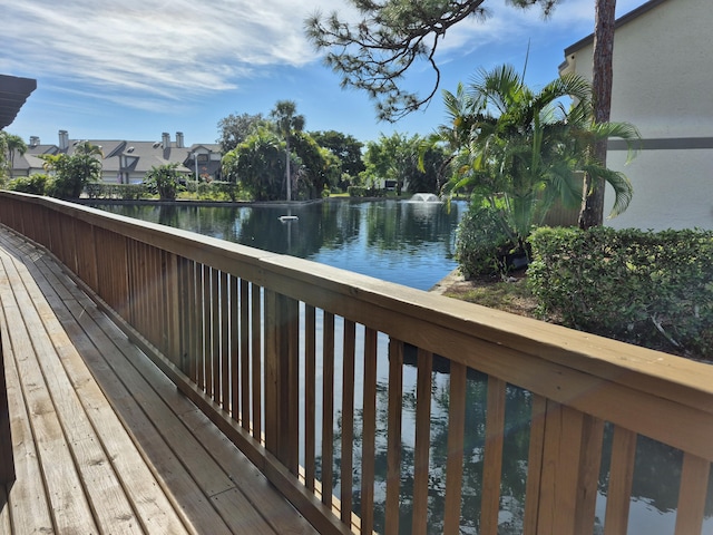 deck with a water view