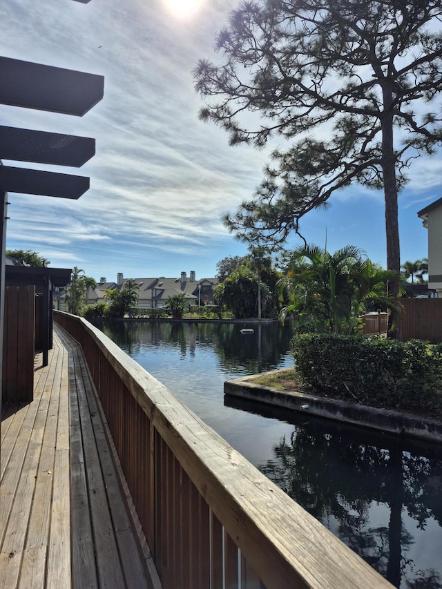 dock area featuring a water view