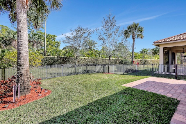 view of yard with a patio area