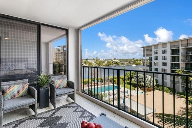 balcony with a water view