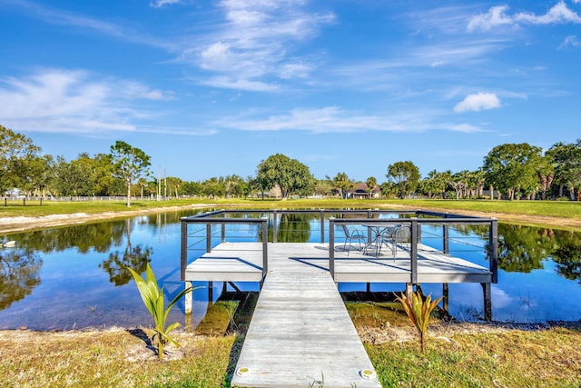 view of dock featuring a water view