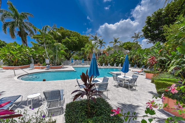 view of pool featuring a patio area