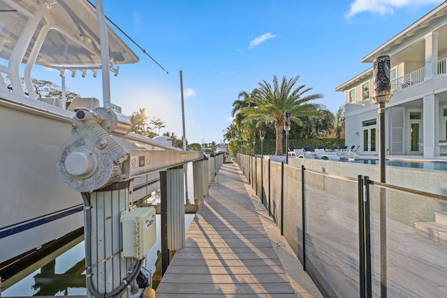 view of property's community with a boat dock