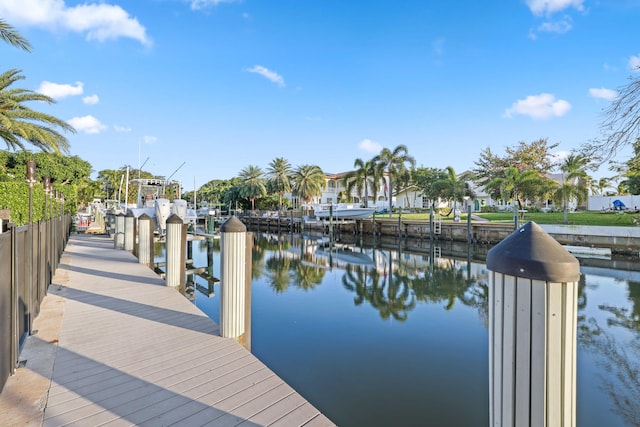 view of dock featuring a water view