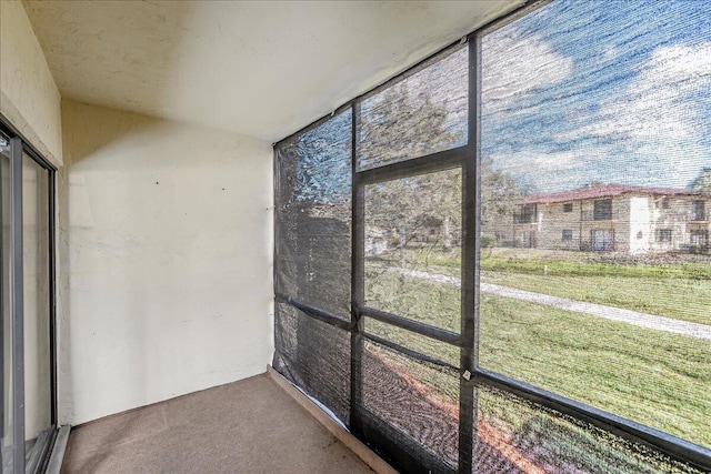 view of unfurnished sunroom