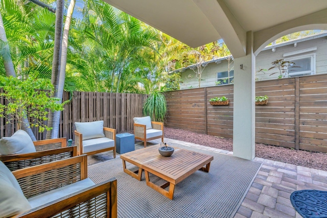 view of patio featuring an outdoor living space