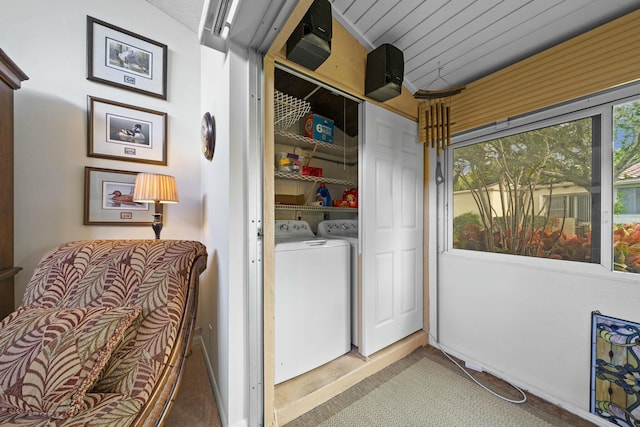 laundry area with independent washer and dryer