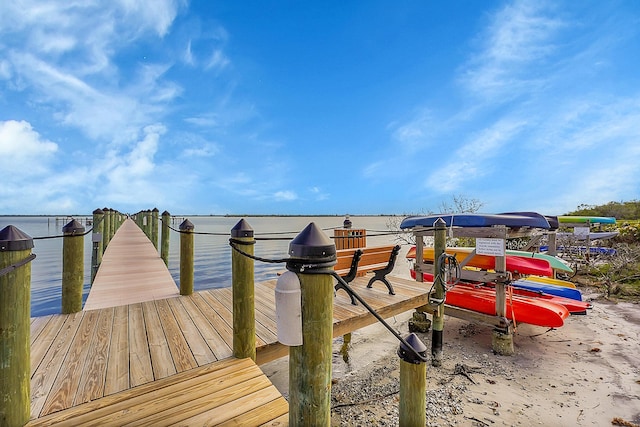 view of dock featuring a water view