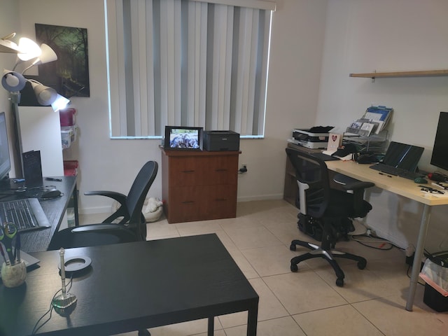 office with light tile patterned floors