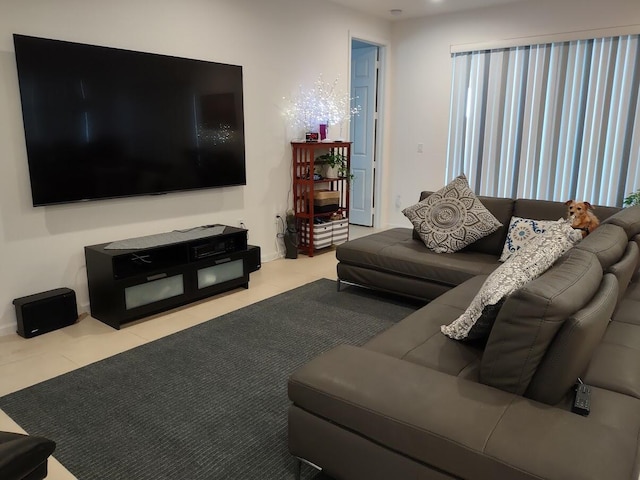 living room featuring light tile patterned floors