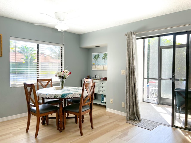 dining area with a healthy amount of sunlight and light wood-type flooring