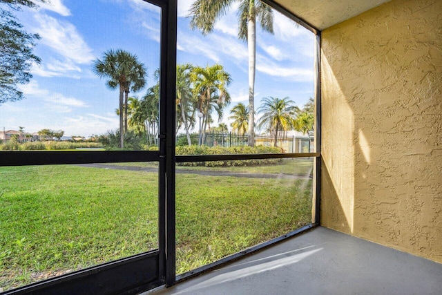 view of unfurnished sunroom