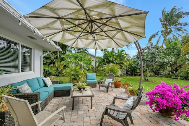 view of patio / terrace with an outdoor living space