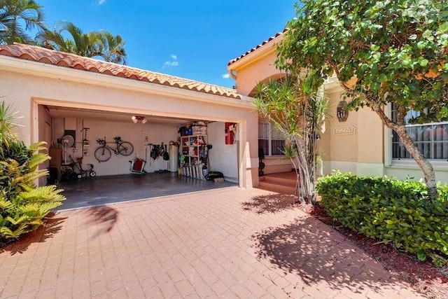 view of front of property with a garage