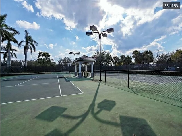 view of sport court with a gazebo