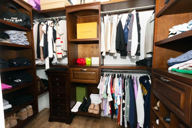 walk in closet featuring hardwood / wood-style flooring