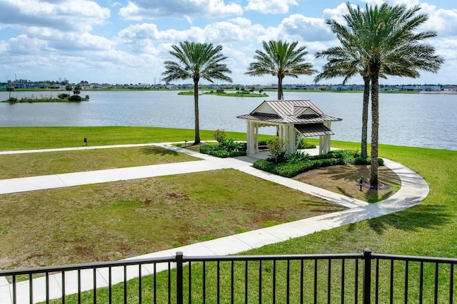 water view with a gazebo