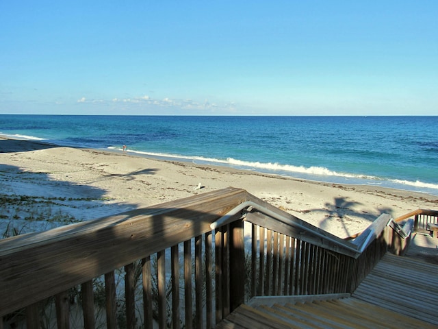 view of water feature featuring a view of the beach