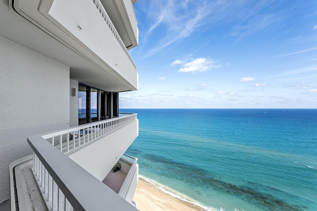 property view of water with a beach view