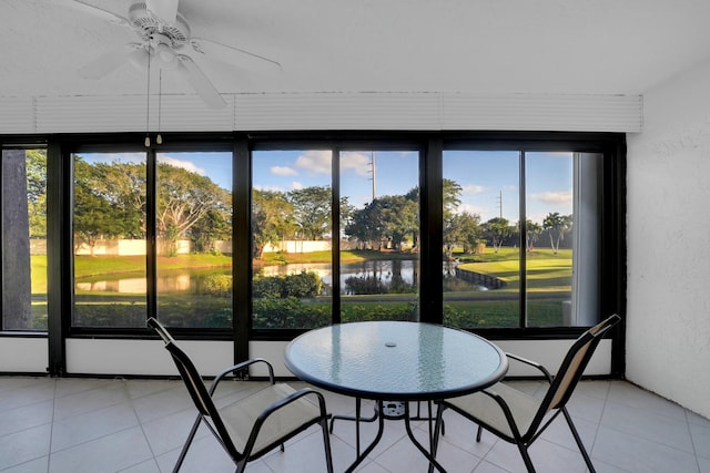 5020 Golfview Ct Unit 1413, Delray Beach, FL 33484 - sunroom / solarium with ceiling fan, healthy amount of natural light, and a water view