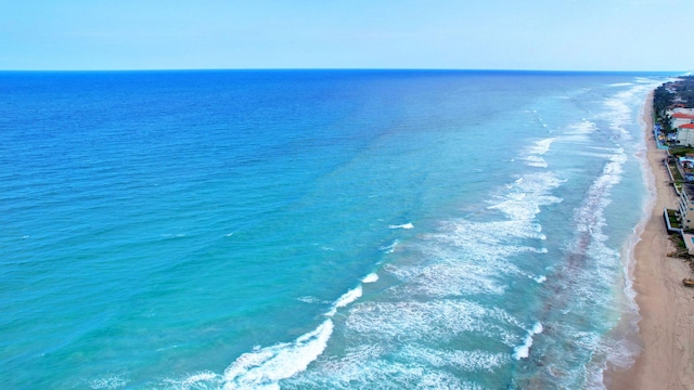 property view of water featuring a view of the beach