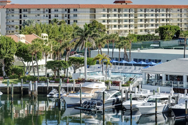 view of dock featuring a water view