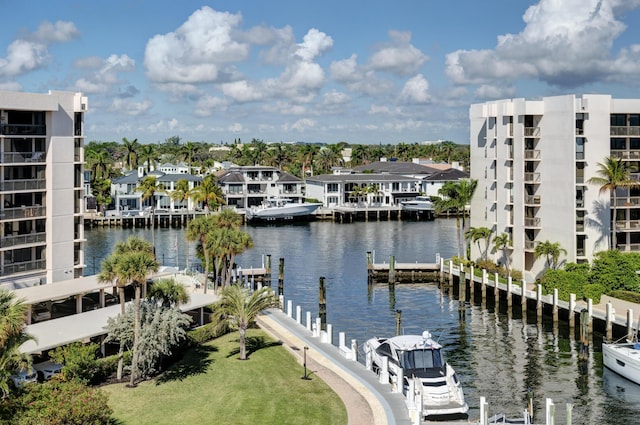 view of water feature featuring a boat dock