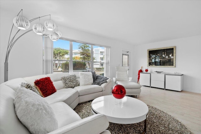 living area featuring wood finished floors