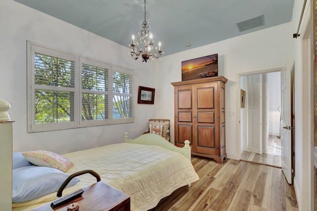 bedroom with light hardwood / wood-style floors