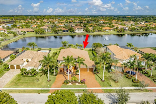 bird's eye view featuring a water view