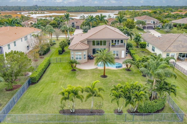 bird's eye view featuring a water view