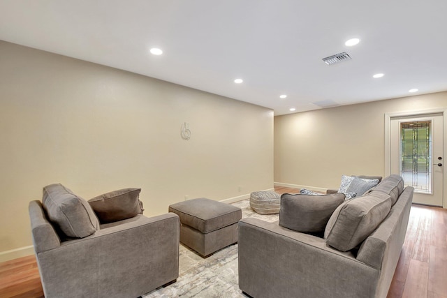 living room with light wood-type flooring