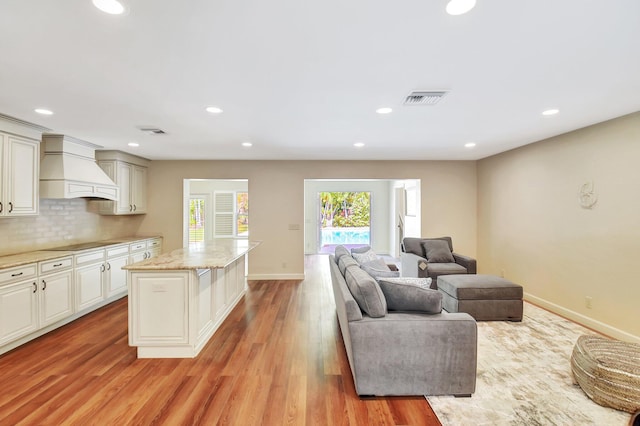 living room featuring light hardwood / wood-style flooring