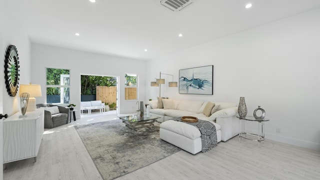 living room featuring light hardwood / wood-style floors