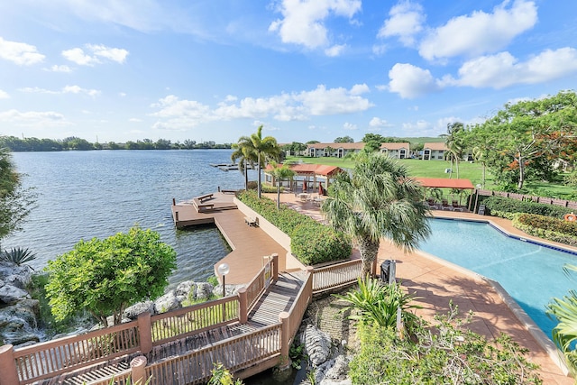 exterior space featuring a water view