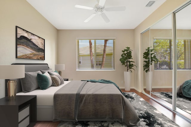 8430 Marsala Way, Boynton Beach, FL 33472 - bedroom featuring wood finished floors, a ceiling fan, baseboards, and a closet