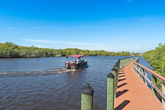 view of dock featuring a water view