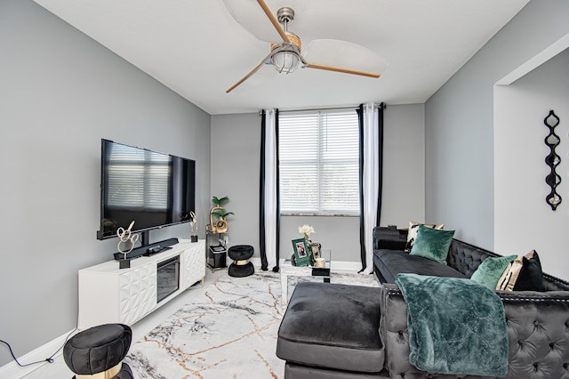 804 E Windward Way Unit 623, Lantana, FL 33462 - living area with ceiling fan and marble look tiles
