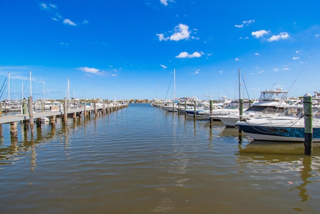 dock area featuring a water view