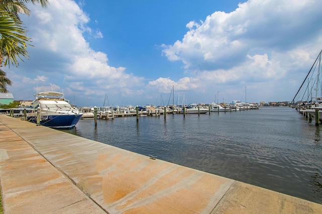 view of dock featuring a water view