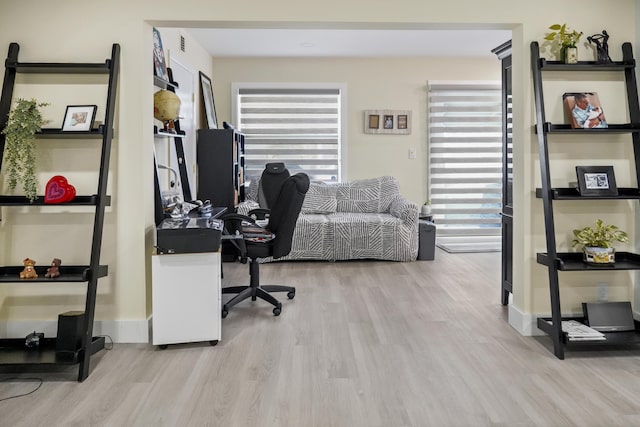 office area featuring light wood-type flooring