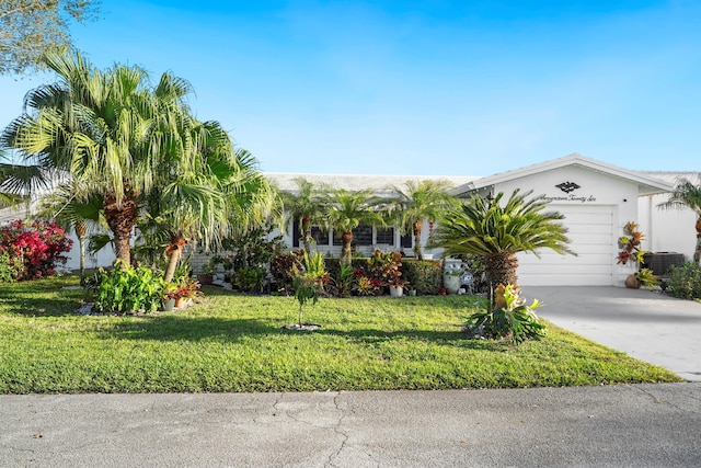 view of front facade with a garage and a front yard