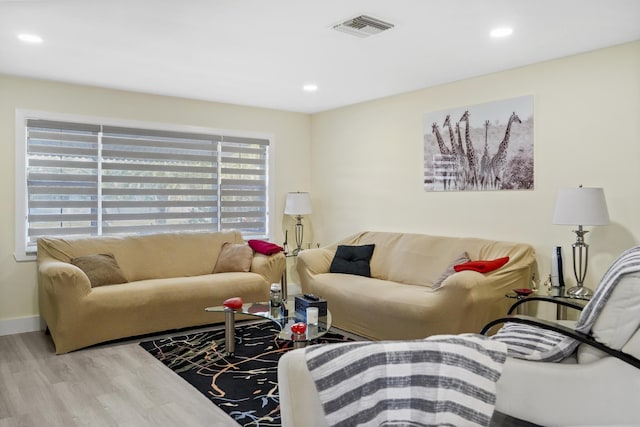 living room featuring light hardwood / wood-style flooring