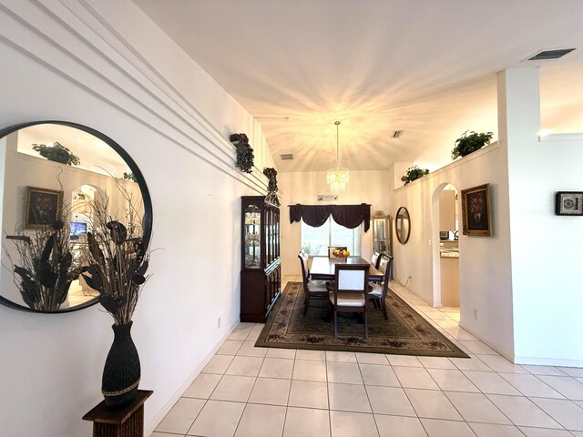 view of tiled dining room