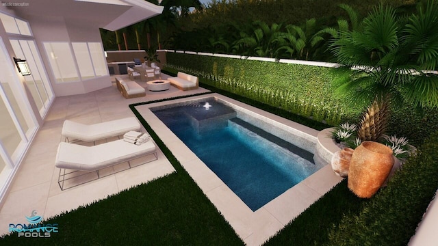 view of swimming pool featuring outdoor lounge area and a patio area