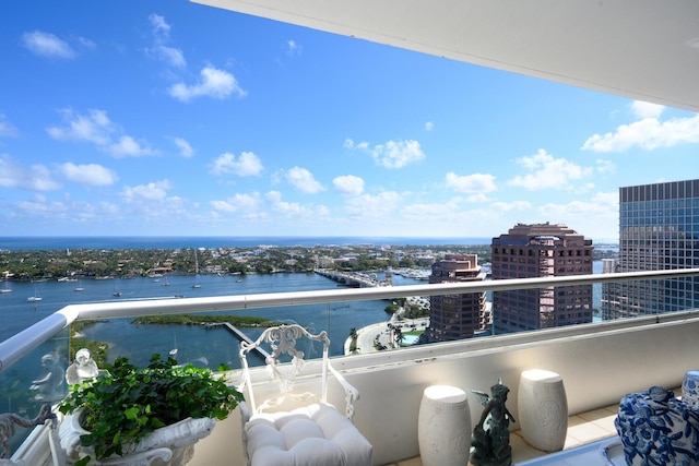 balcony with a water view