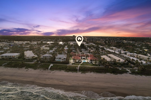 view of aerial view at dusk