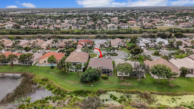 bird's eye view with a residential view